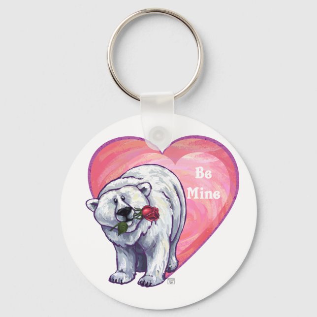 Polar Bear Valentine's Day Key Ring (Front)