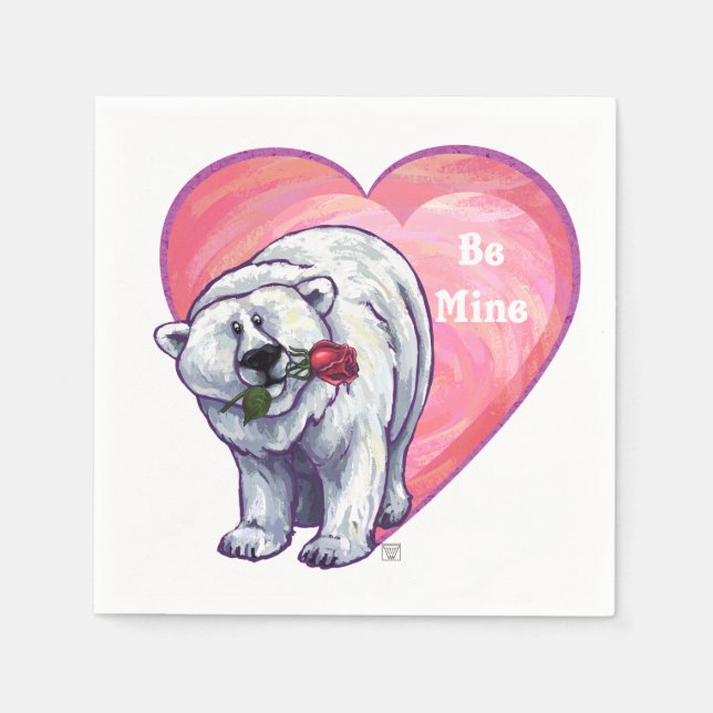 Polar Bear Valentine's Day Napkin (Front)