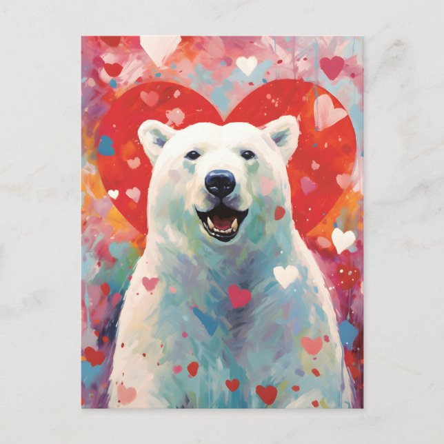 Polar Bear Valentine's Day  Postcard (Front)
