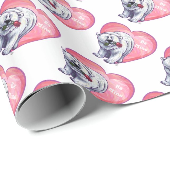 Polar Bear Valentine's Day Wrapping Paper (Roll Corner)