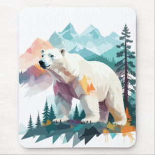 Polar Bear Vector Art Animal Majestic Nature Wild Mouse Mat