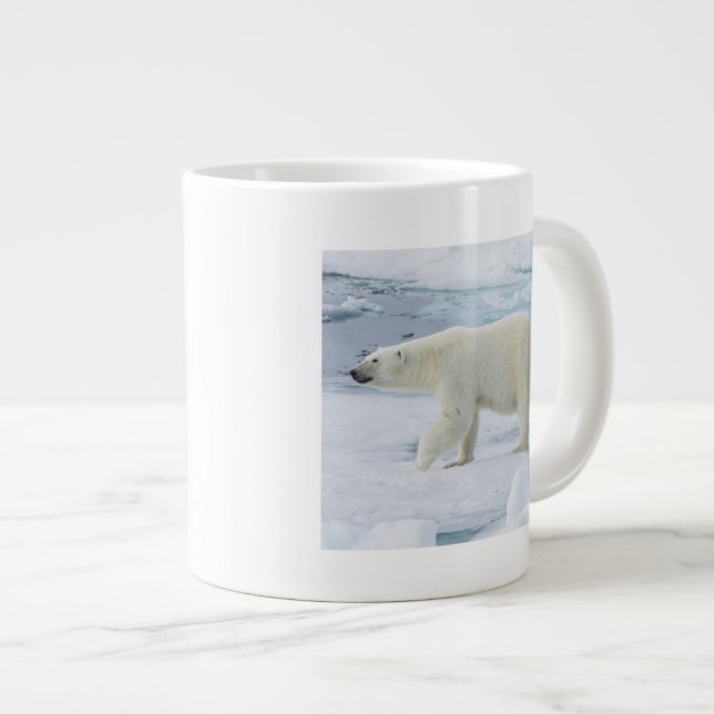 Polar bear walking, Norway Large Coffee Mug (Front Right)