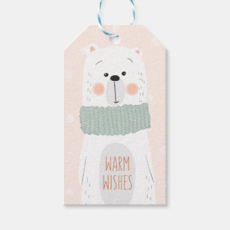 Polar bear - Warm Wishes - Cute Christmas Gift Tag