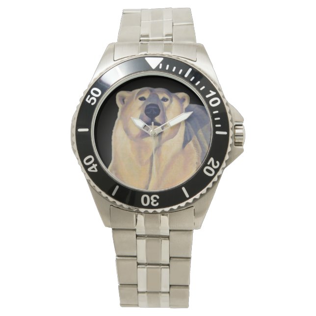 Polar Bear Watch Wildlife Art Bear Wrist Watch (Front)