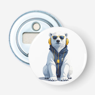 Polar Bear Wearing Hoodie Funny Cool Animal Vector Bottle Opener