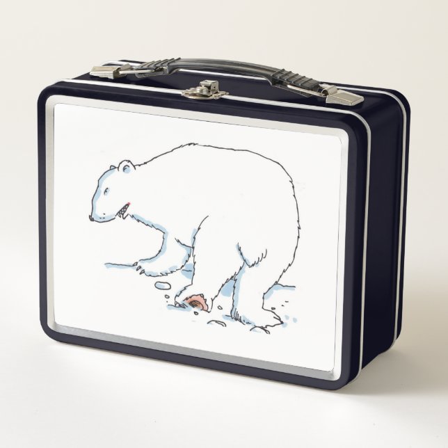 Polar Bear white and black lunchbox (Front)