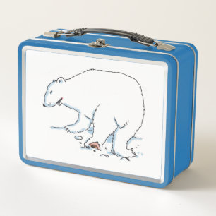 Polar Bear white and light blue lunchbox