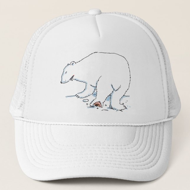 Polar Bear white foam trucker hat (Front)