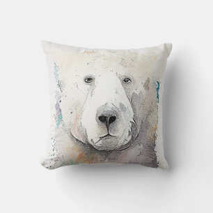 Polar Bear Wild Animal Nature Watercolor Art Cushion