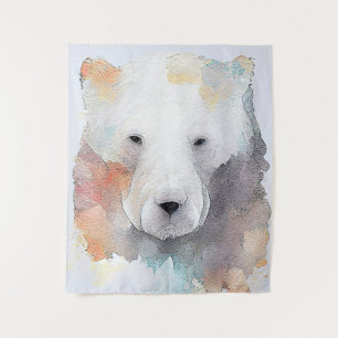Polar Bear Wild Animal Nature Watercolor Art  Tapestry