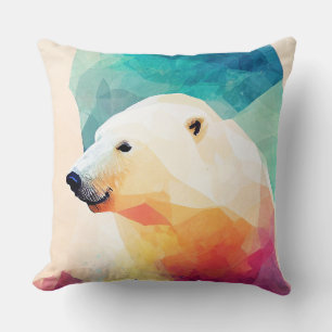 Polar Bear Wild Nature Animal Colors Art Painting Cushion