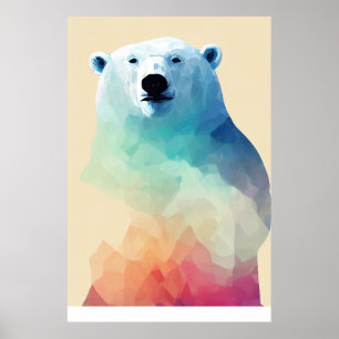 Polar Bear Wild Nature Animal Colors Art Painting Poster