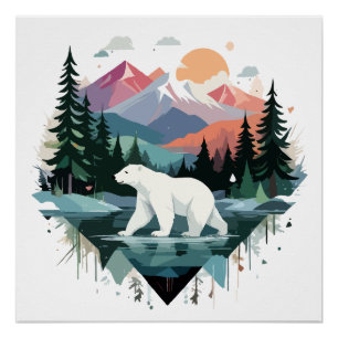 Polar Bear Wildlife Animal Nature Outdoors Forest Poster