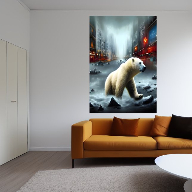 Polar bear, winter and city | AI Art Poster (Creator Uploaded)