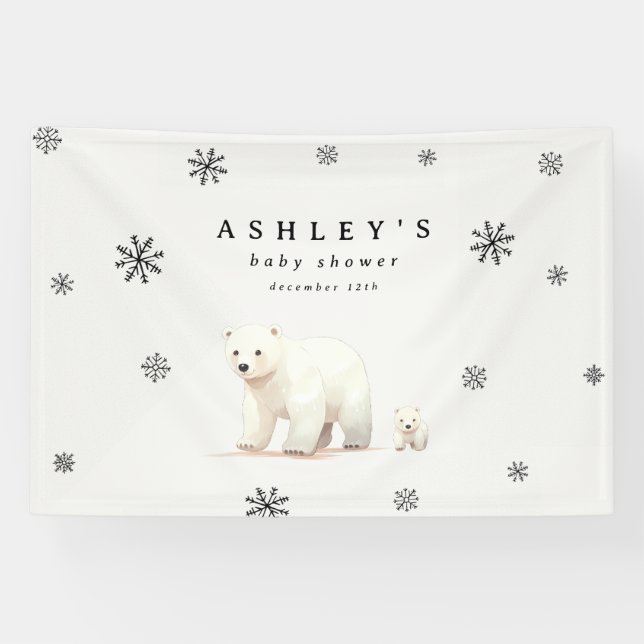 Polar Bear Winter Baby Shower Banner (Horizontal)
