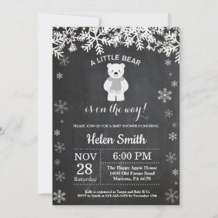 Polar Bear Winter Baby Shower Chalkboard Invitation