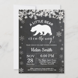 Polar Bear Winter Baby Shower Chalkboard Invitation