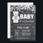 Polar Bear Winter Baby Shower Chalkboard Invitation<br><div class="desc">Polar Bear Winter Baby Shower Invitation. White Snowflake. Baby its cold outside Baby Shower invitation. Boy or Girl Baby Shower Invitation. Winter Holiday Baby Shower Invite. Chalkboard Background. Black and White. For further customisation,  please click the "Customise it" button and use our design tool to modify this template.</div>