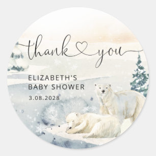 Polar Bear Winter Baby Shower Classic Round Sticker