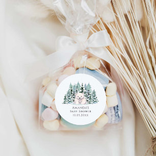 Polar Bear Winter Baby Shower Classic Round Sticker