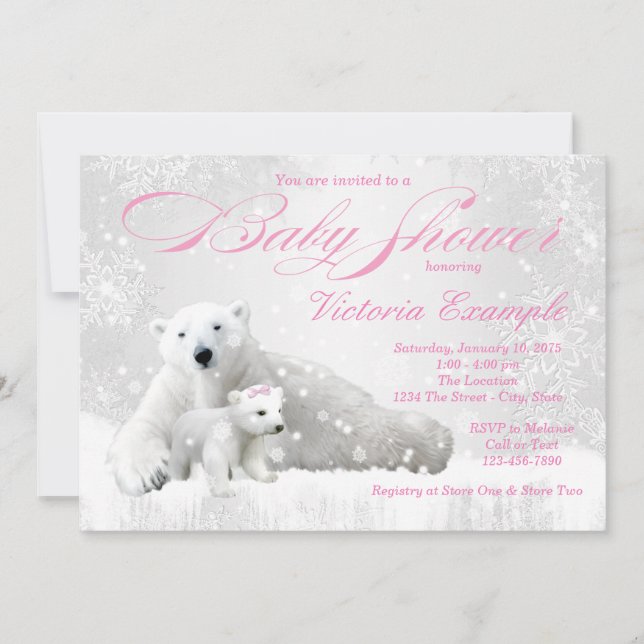 Polar Bear Winter Baby Shower Invitation (Front)