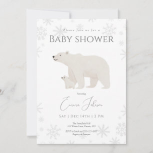Polar Bear Winter Baby Shower Invitation Gender