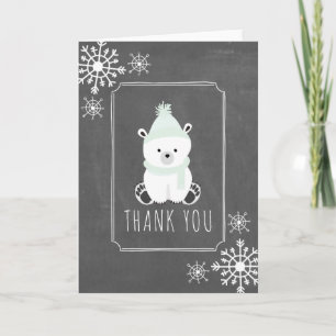 Polar Bear Winter Baby Shower Thank You Green Card