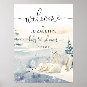 Polar Bear Winter Baby Shower Welcome Poster