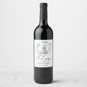 Polar Bear Winter Bearly Wait Baby Shower Favor Wine Label