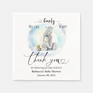 Polar Bear Winter Bearly Wait Baby Shower Favour Napkin