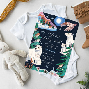 Polar Bear Winter Bearly Wait Baby Shower Invitation