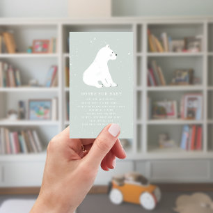 Polar Bear Winter Blue Baby Shower Book Request Enclosure Card