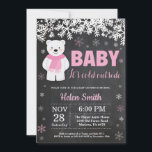 Polar Bear Winter Girl Baby Shower Chalkboard Invitation<br><div class="desc">Polar Bear Winter Girl Baby Shower Invitation. White Snowflake. Baby its cold outside Baby Shower invitation. Girl Baby Shower Invitation. Winter Holiday Baby Shower Invite. Chalkboard Background. Black and White. For further customisation,  please click the "Customise it" button and use our design tool to modify this template.</div>
