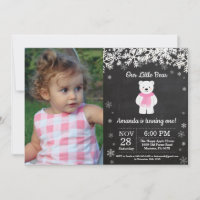 Polar Bear Winter Girl Birthday Photo