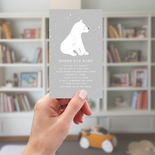 Polar Bear Winter Grey Baby Shower Book Request Enclosure Card