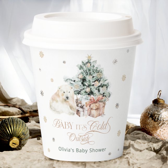 Polar Bear Winter Modern Baby Shower Paper Cups (Creator Uploaded)