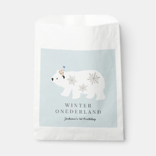 Polar Bear Winter Onederland Blue 1st Birthday Favour Bags