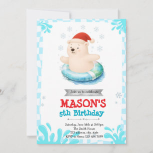 Polar bear winter pool party invitation