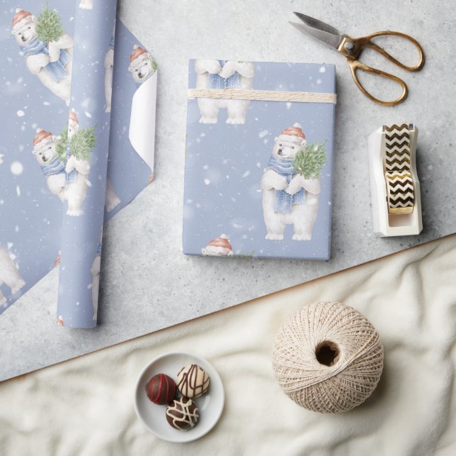 Polar Bear Winter Santa Clause Christmas Snow Wrapping Paper (Crafts)