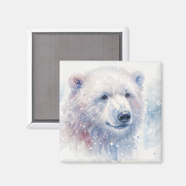 Polar Bear Winter Watercolor Magnet (Front/Back)
