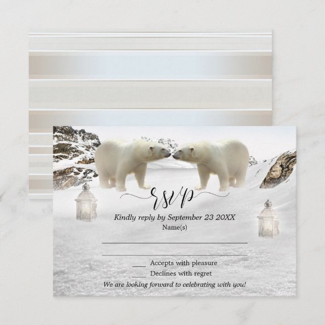 Polar Bear Winter Wedding RSVP Card (Front/Back)