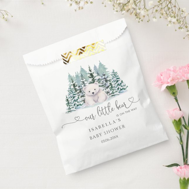 Polar Bear Winter Woodland Minimalist Baby Shower Favour Bags (Sealed)