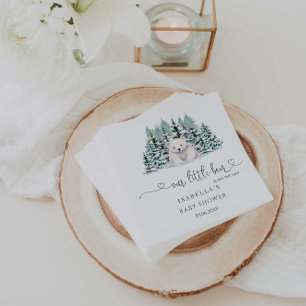 Polar Bear Winter Woodland Minimalist Baby Shower Napkin
