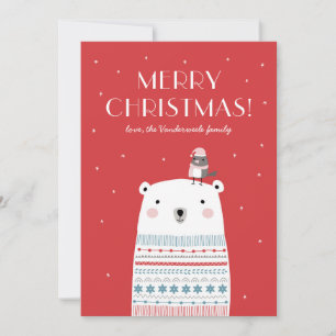 Polar Bear Wishes Greeting Card in Red