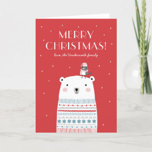 Polar Bear Wishes Greeting Card in Red