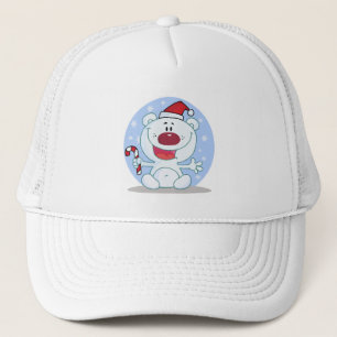 Polar Bear With Candy Cane Holiday Tshirts Trucker Hat
