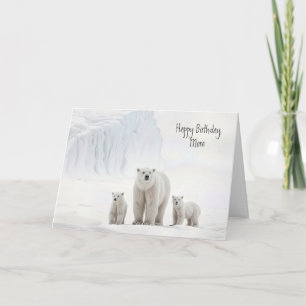 Polar Bear With Cubs For Mom's Birthday Card
