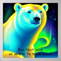 Polar Bear with Northern Lights. Editable text