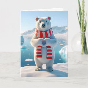 Polar Bear With Paws Forming a Heart Card