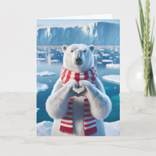 Polar Bear With Paws Forming a Heart Card